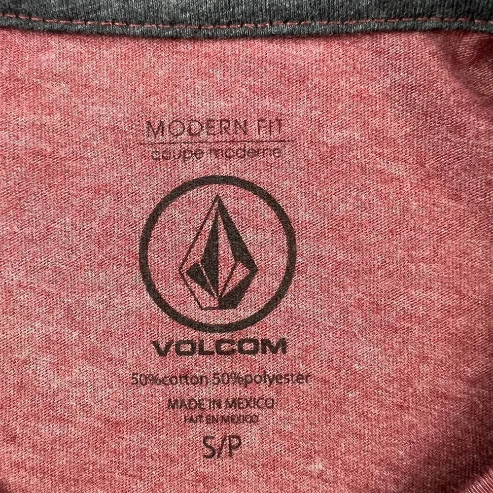 New Volcom Men US S Red T-Shirt Crew Neck Short Sleeve Logo Casual  Night Creep - Picture 8 of 9